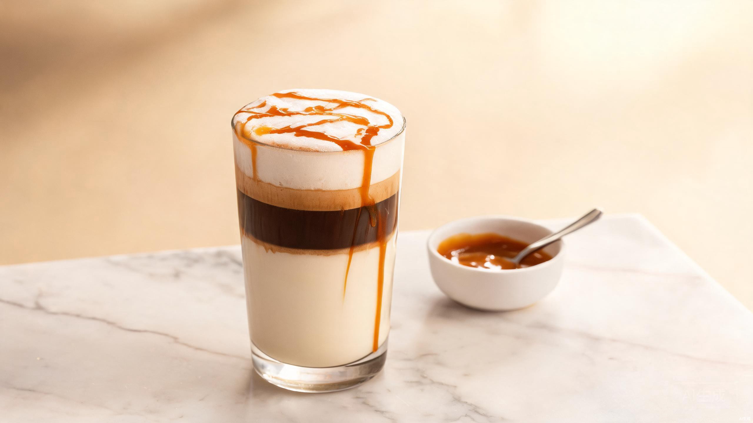 Caramel macchiato layered in glass