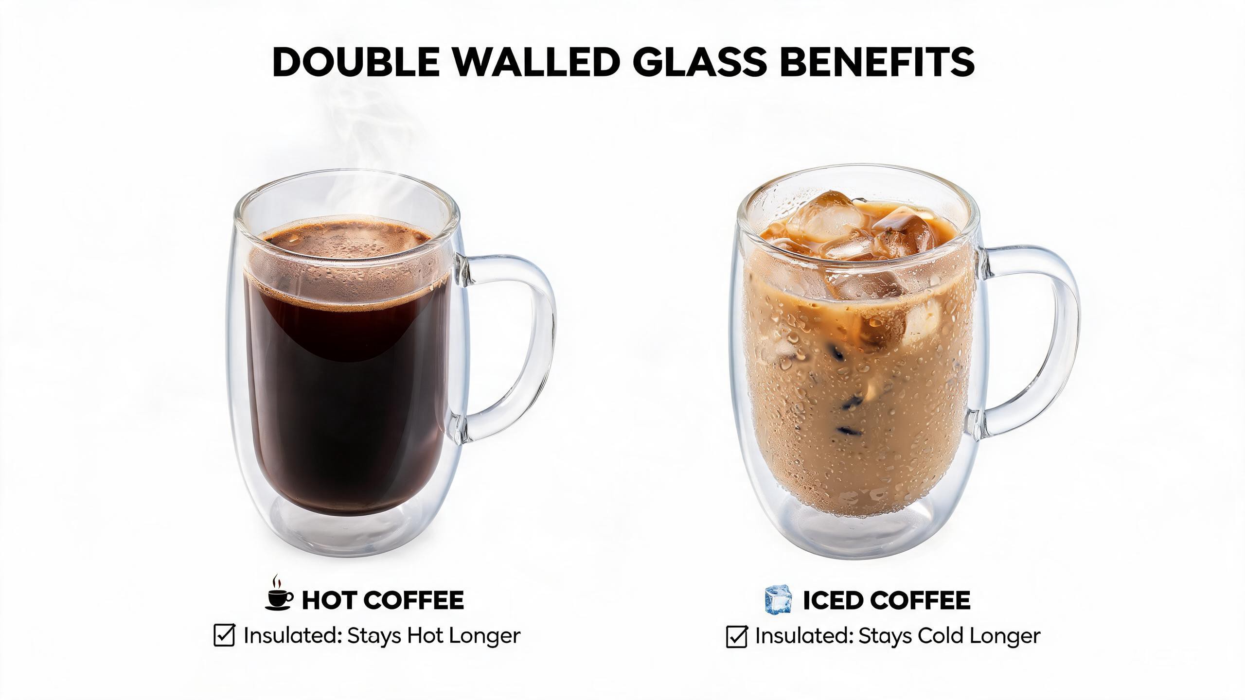 MESNEY 17oz Double Walled Glass Coffee Mug