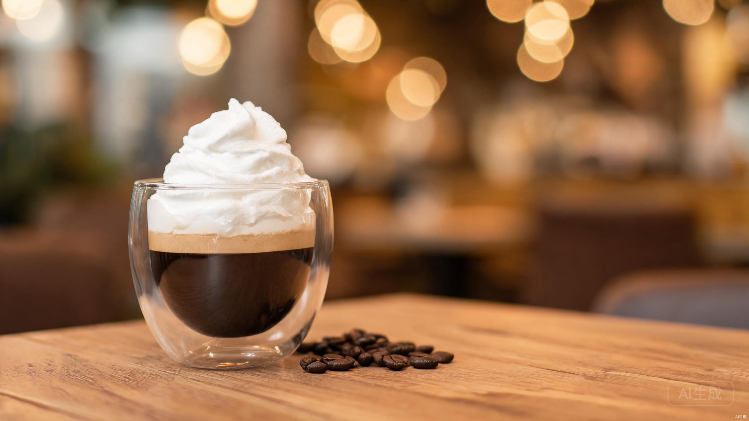 Einspänner coffee with whipped cream cap in a clear glass