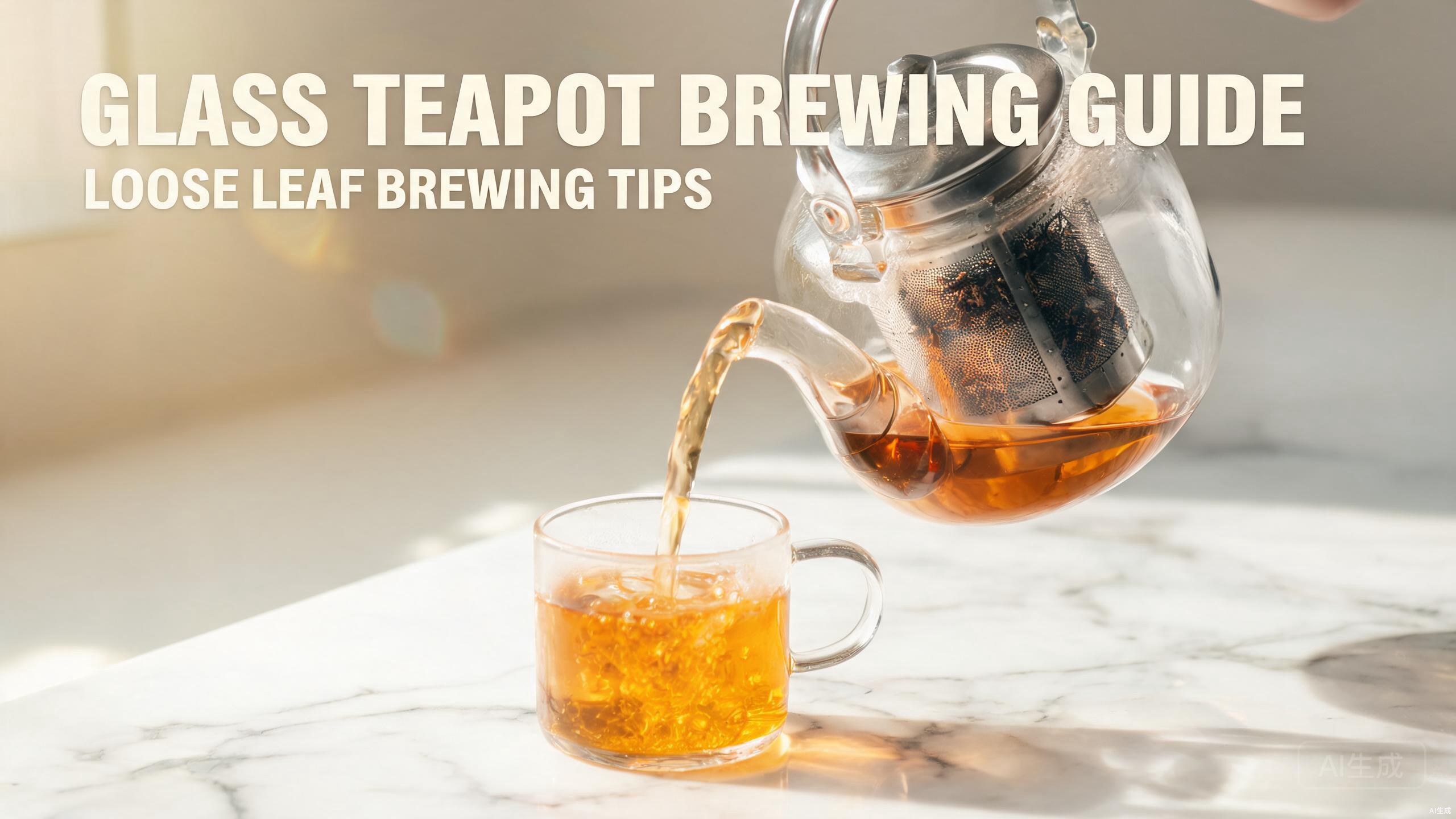 MESNEY 40oz Glass Teapot being used to brew loose leaf tea