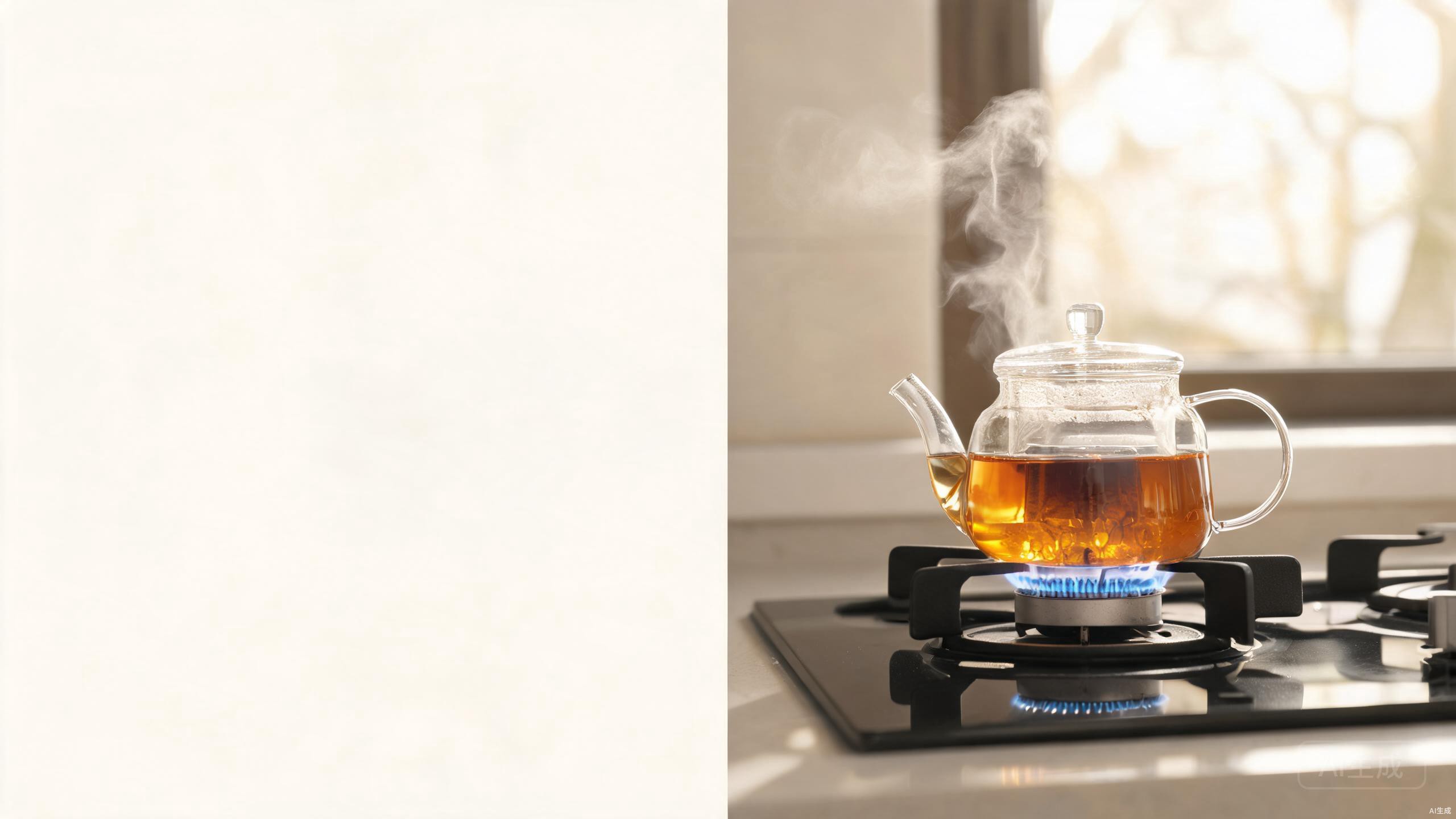 MESNEY 40oz Glass Teapot on a stovetop