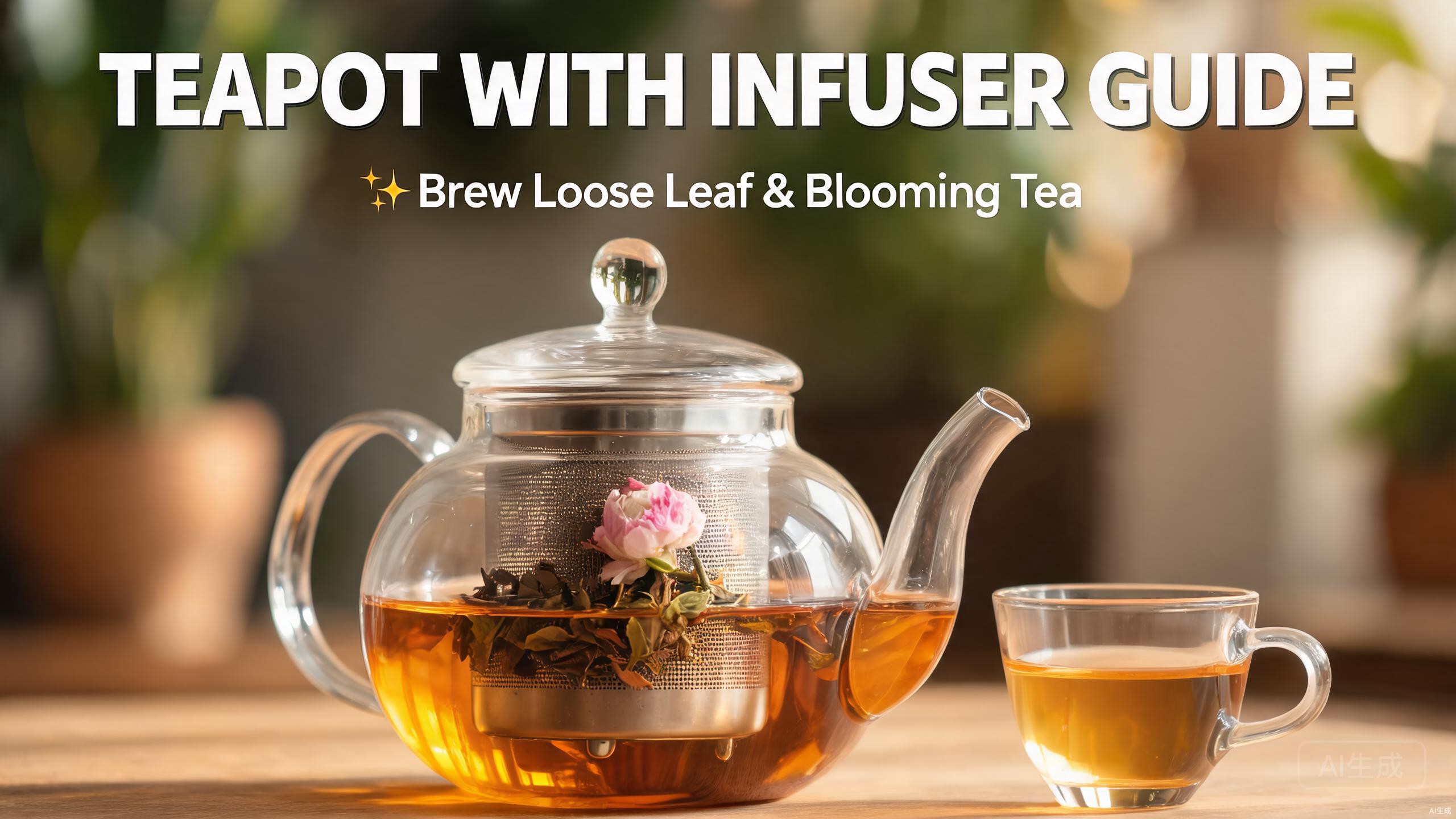 MESNEY 40oz Glass Teapot with Infuser brewing loose leaf tea